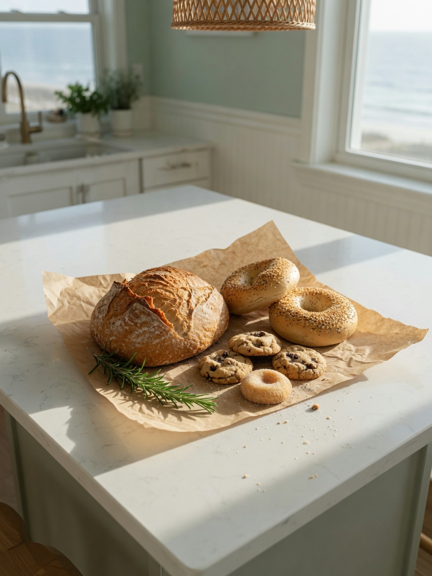 Fresh sourdough breads, cookies, and bagels from Knead To Know home bakery on Daniel Island