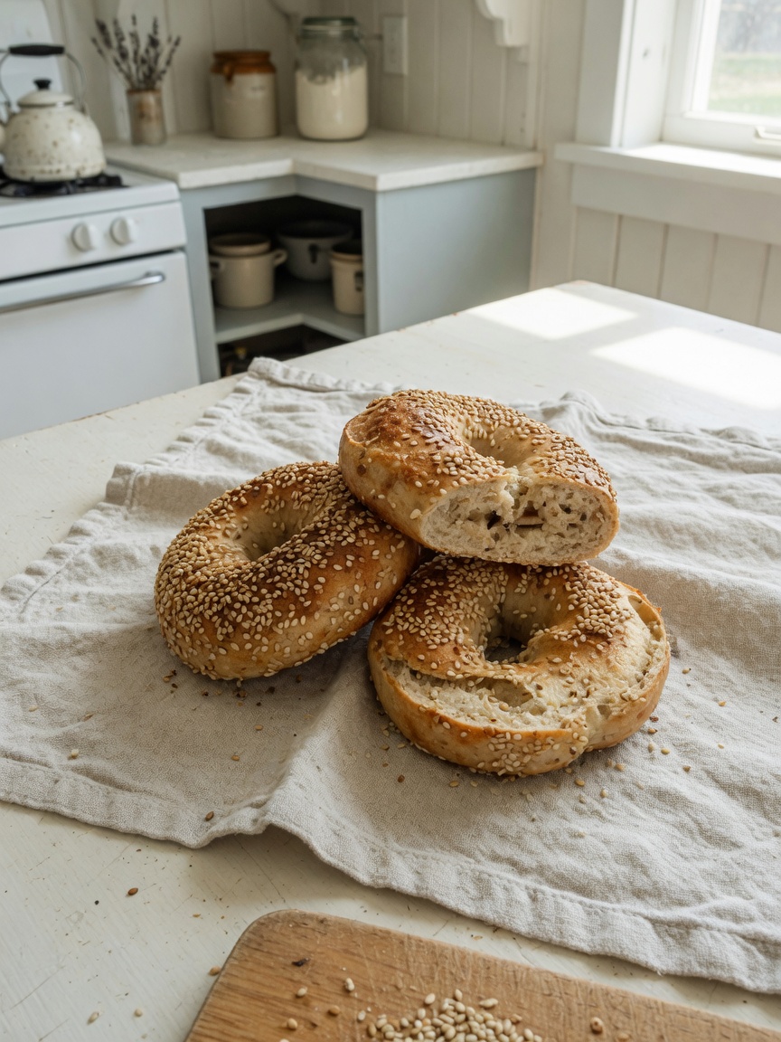 Sesame Sourdough Bagel from Knead To Know home bakery
